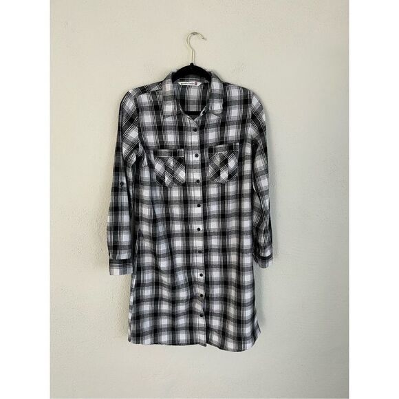 Given Kale Woman Flannel Long Sleeve Shirt Dress, Size Small - Picture 2 of 9
